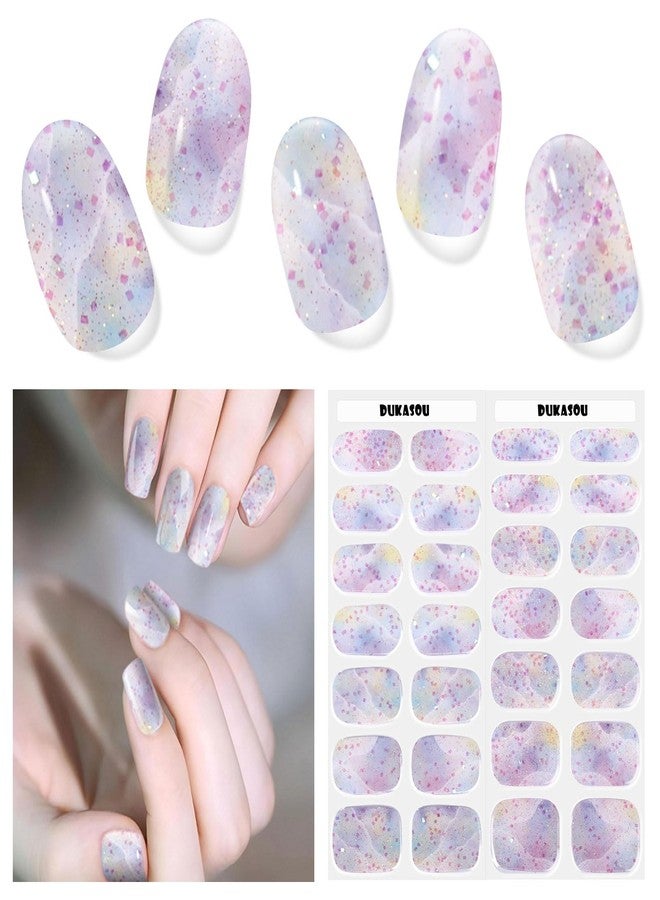 DUKASOU Semi Cured Gel Nail Strips, 28 pcs Nail Gel Stickers Work with Any UV Lights, Long-Lasting Nail Wraps, Stick on Nails for women Easy to Apply & Remove - Image 5